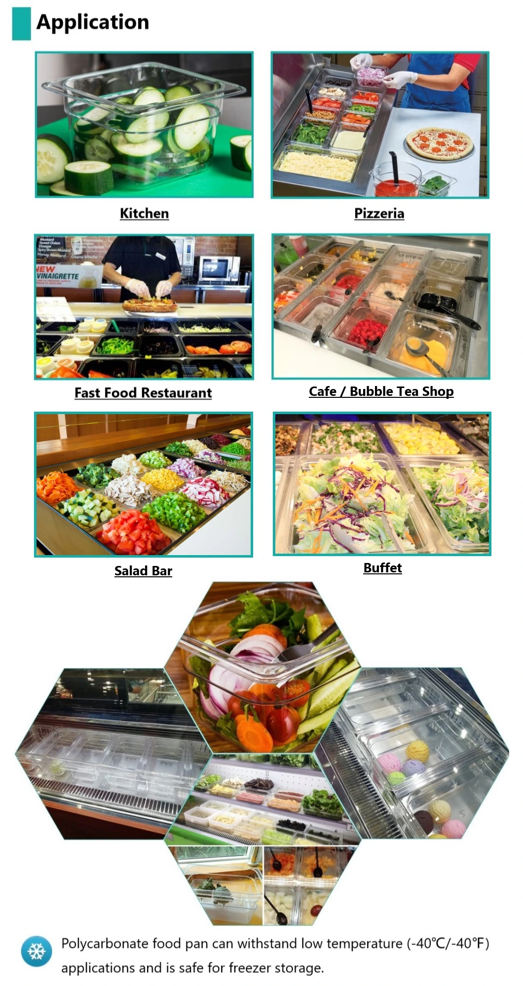 1/1 Full Size 2.5&quot; Deep Polycarbonate Cold Food Storage Container Plastic Gn Pan for Catering