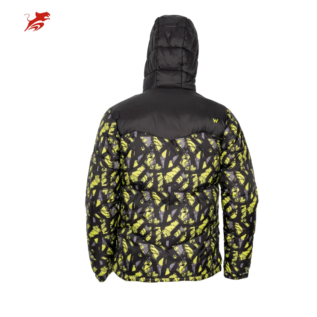 Asiapo China Factory Men&prime;s Insulated Adjustable Hooded Digital Printing Zippered Sports Colorful Fashion Casual Outdoor Puffer Jackets