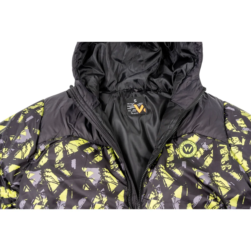 Asiapo China Factory Men&prime;s Insulated Adjustable Hooded Digital Printing Zippered Sports Colorful Fashion Casual Outdoor Puffer Jackets