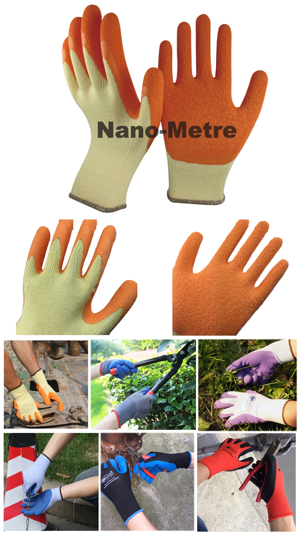 Nmsafety 10 Gauge Polyester Seamless Shell Palm Coated Latex Working Glove