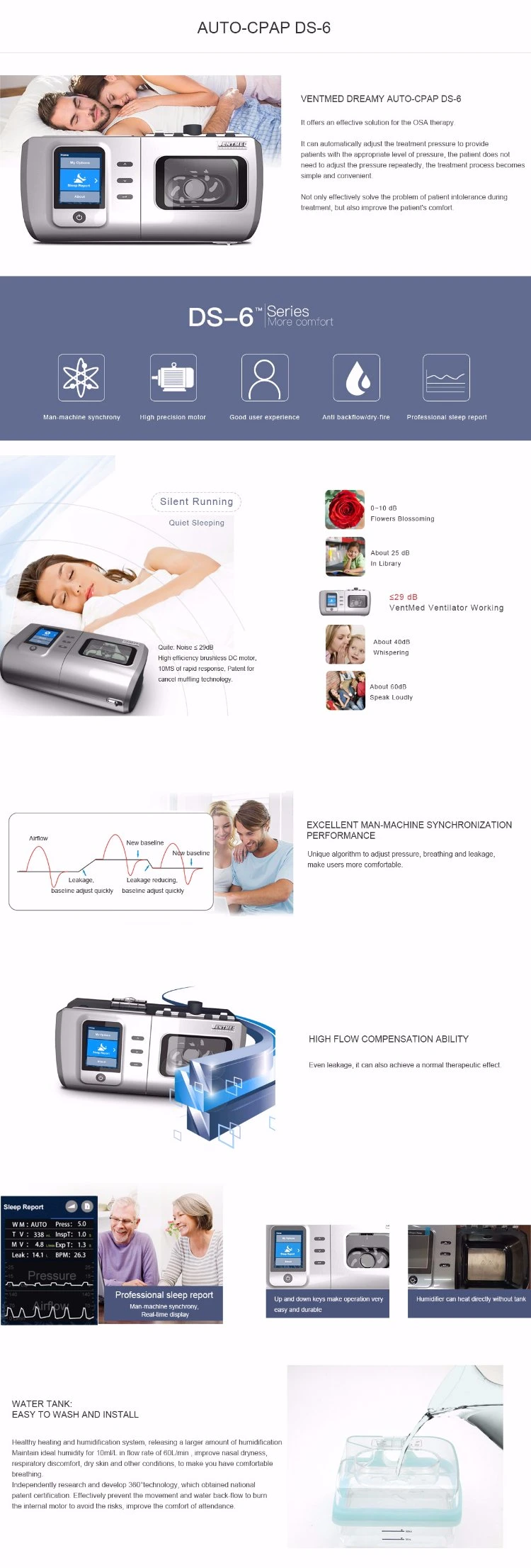 Ventilator Travel CPAP Medical Machine with Nasal Mask Home Care Oxygen Breath Machine CPAP Manufacturer Polysomnography Apnea