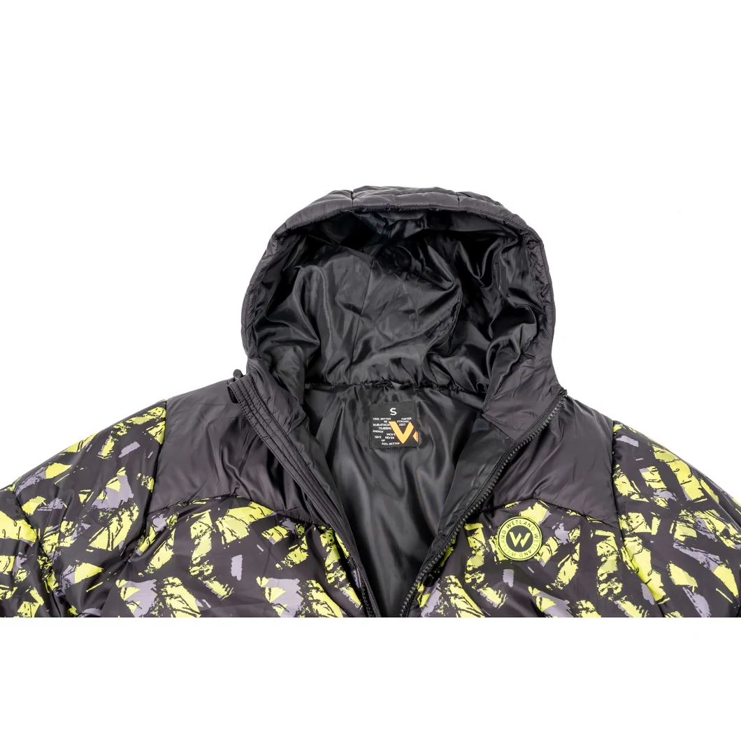 Asiapo China Factory Men&prime;s Insulated Adjustable Hooded Digital Printing Zippered Sports Colorful Fashion Casual Outdoor Puffer Jackets