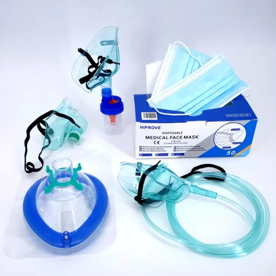 Medical Surgical Disposable Oxygen Reservoir Bag PVC Supplies Bipap Non-Woven 3ply CPAP CPR Breathing Nebulizer KN95 Anesthesia Type Iir Tracheostomy Face Mask