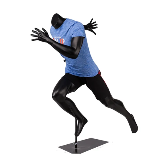 Black Fiberglass Full Body Muscle Male Sports Mannequin for Sportswear Display